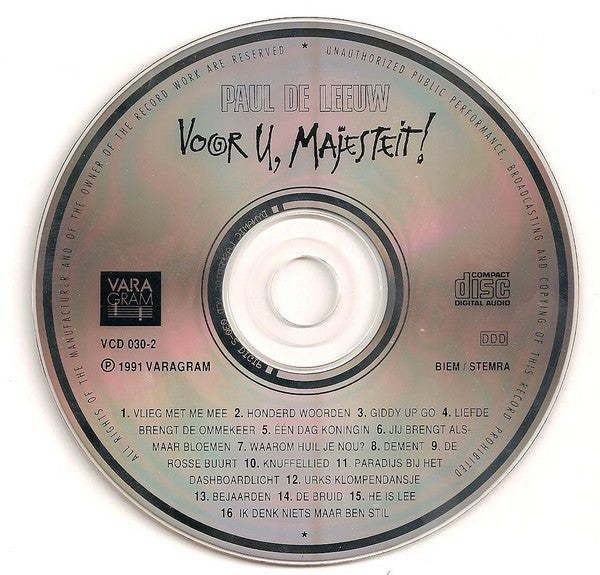 Paul de Leeuw - Voor U, Majesteit! (CD) 70511 Compact Disc Goede Staat