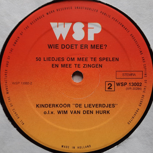 Kinderkoor De Lieverdjes ‎- Wie Doet Er Mee (LP) 50106 Vinyl LP JUKEBOXSINGLES.NL   