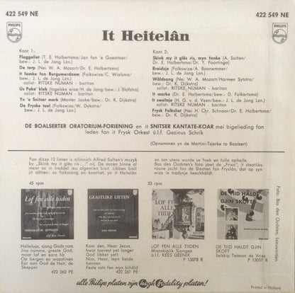 Boalserter Oratorium-Foriening En It Snitser Kantate-Koar - It Heitelân 39811 Vinyl Singles Vinyl Zeer Goed / Hoesje Goed "VINYLSINGLES.NL"