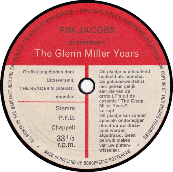 Glen Miller - Glen Miller Years (Flexdisc) Flexidisc Vinyl Goed / Hoes Goed