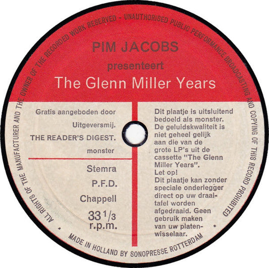 Glen Miller - Glen Miller Years (Flexdisc) Flexidisc Vinyl Goed / Hoes Goed