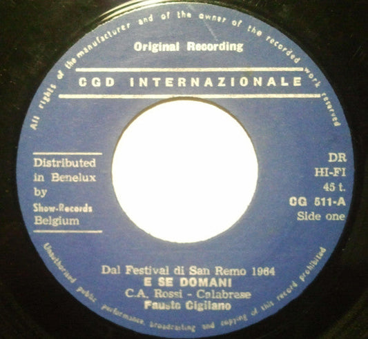 Fausto Cigliano - E Se Domani 05507 Vinyl Singles Vinyl Goed / Hoes Generic