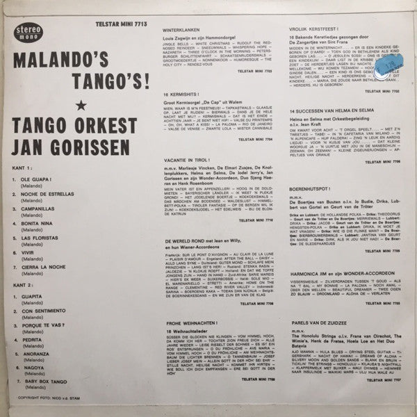 Tango Orkest Jan Gorissen - Malando's Tango's (LP) 46907 Vinyl LP JUKEBOXSINGLES.NL   