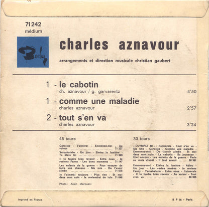 Charles Aznavour - Le Cabotin 42616 Vinyl Singles EP Vinyl Goed / Hoes Goed