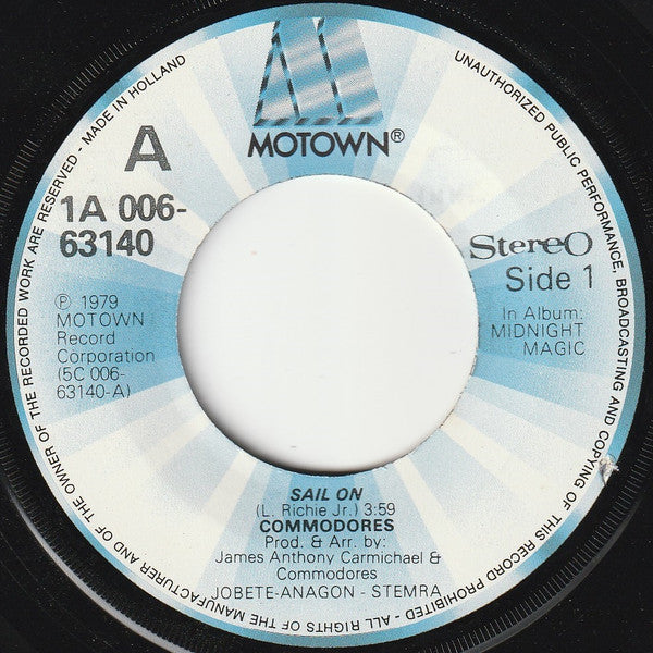 Commodores - Sail on 26679 Vinyl Singles Vinyl Zeer Goed / Hoesje Generic "VINYLSINGLES.NL"