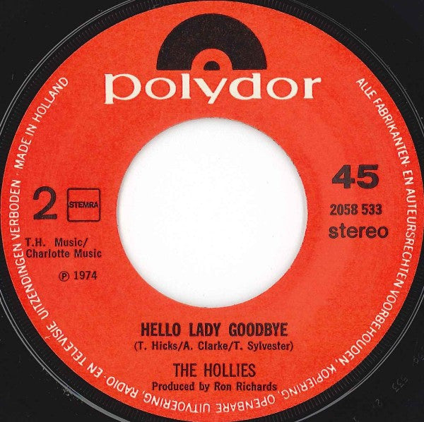 Hollies - I'm Down Vinyl Singles Vinyl Zeer Goed / Hoesje Goed "VINYLSINGLES.NL"