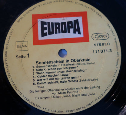 Lustigen Oberkrainer, Milan Petrović - Sonnenschein In Oberkrain (LP) 42468 Vinyl LP JUKEBOXSINGLES.NL   