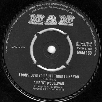 Gilbert O'Sullivan - I Don't Love You But I Think I Like You Vinyl Singles Vinyl Zeer Goed / Hoesje Generic "VINYLSINGLES.NL"