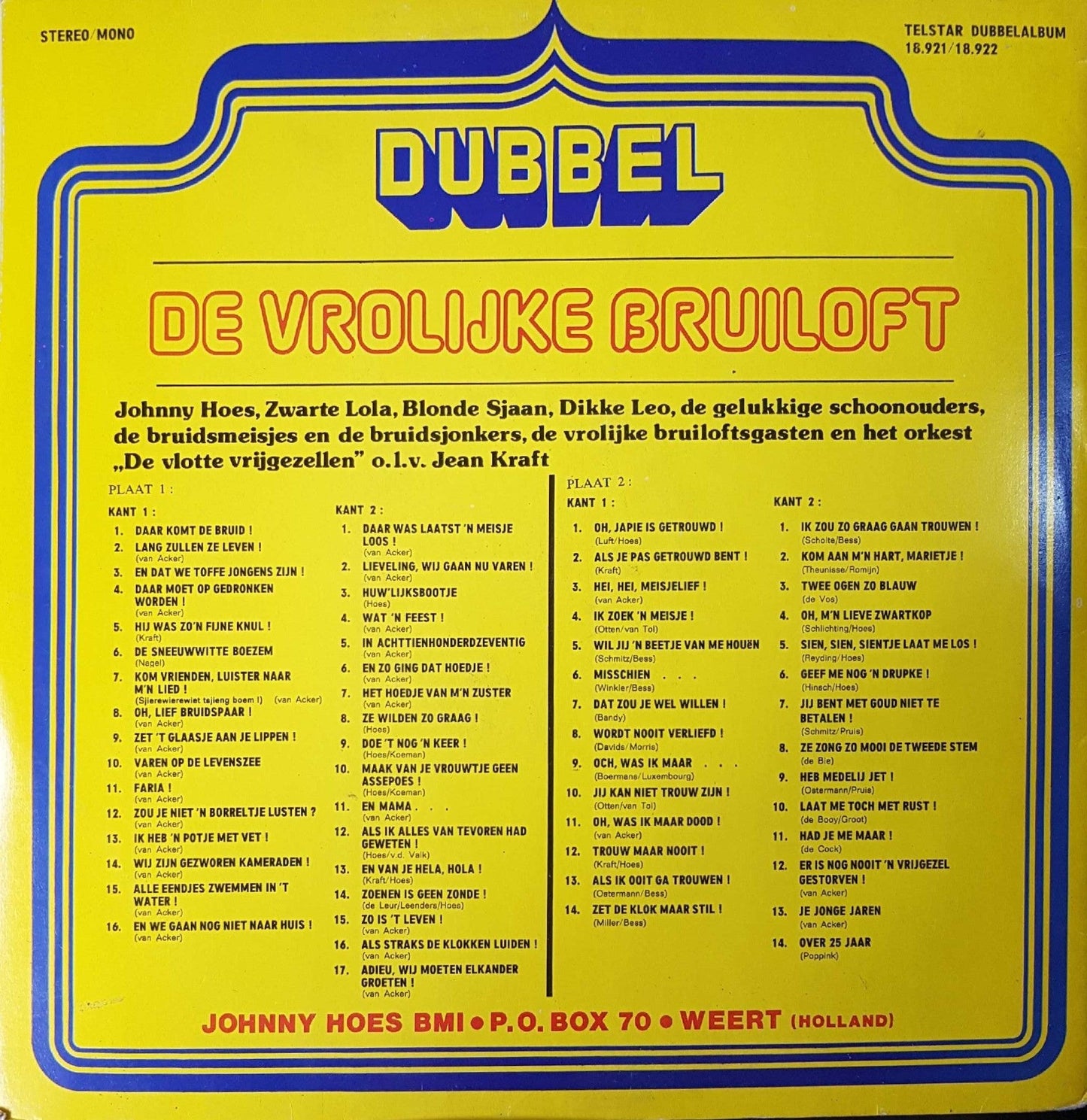 Various - De Vrolijke Bruiloft (LP) 49529 Vinyl LP Dubbel JUKEBOXSINGLES.NL   