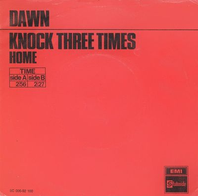 Dawn - Knock Three Times Vinyl Singles Vinyl Zeer Goed / Hoesje Goed "VINYLSINGLES.NL"