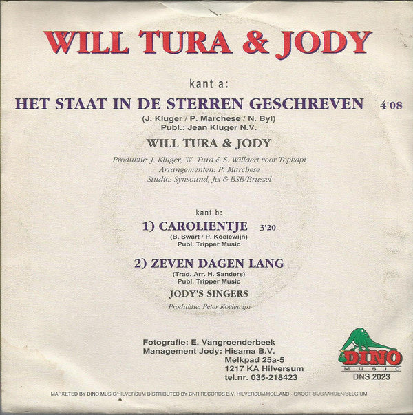 Will Tura & Jody - Het Staat In De Sterren Geschreven 15848 Vinyl Singles Vinyl Goed / Hoes Goed