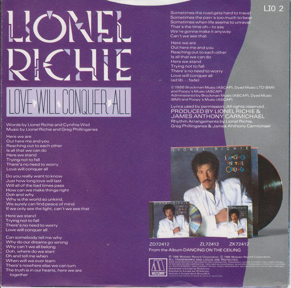 Lionel Richie - Love Will Conquer All 14779 Vinyl Singles Vinyl Goed / Hoes Goed