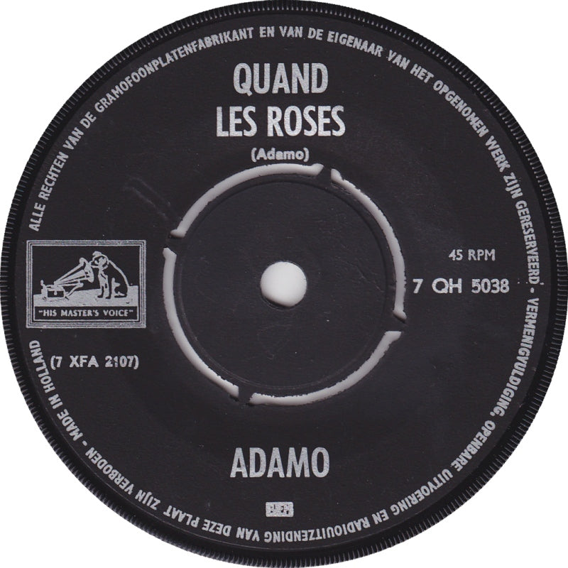 Adamo - Quand Les Roses Vinyl Singles Vinyl Zeer Goed / Hoesje Generic "VINYLSINGLES.NL"