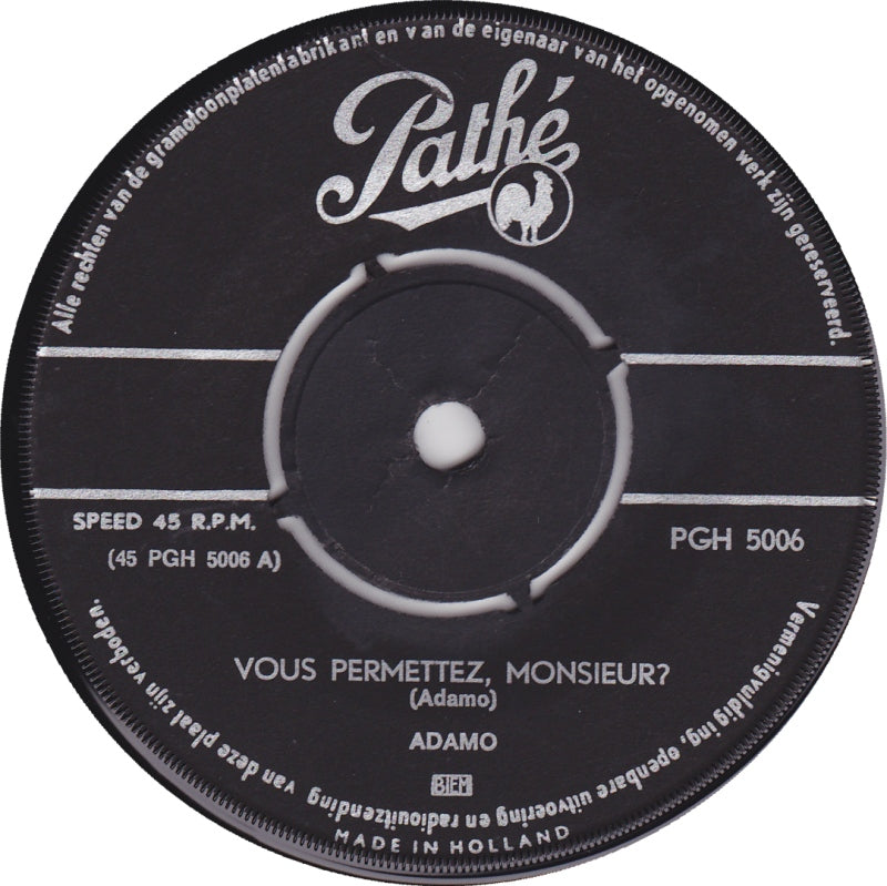 Adamo - Vous Permettez Monsieur 02312 Vinyl Singles Vinyl Goed / Hoes Generic