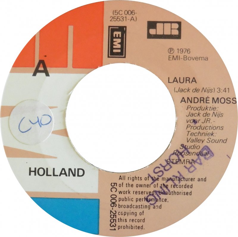 André Moss - Laura 29941 (B) Vinyl Singles Vinyl Goed / Hoes Redelijk
