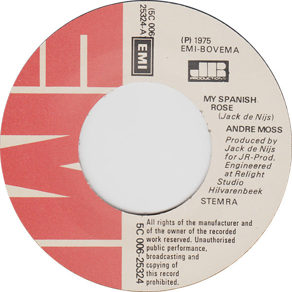 Andre Moss - My Spanish Rose Vinyl Singles Vinyl Zeer Goed / Hoesje Generic "VINYLSINGLES.NL"