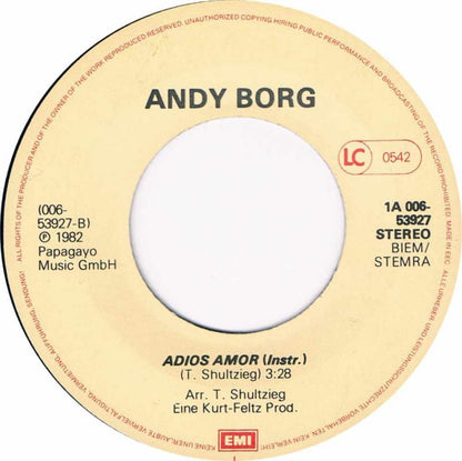 Andy Borg - Adios Amor 43425 Vinyl Singles Vinyl Zeer Goed / Hoesje Goed "VINYLSINGLES.NL"