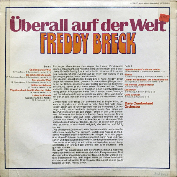 Freddy Breck - Uberall Auf Der Welt (LP) 41634 Vinyl LP Vinyl Goed / Hoes Goed