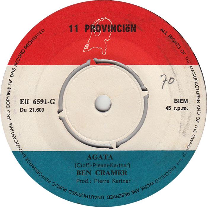 Ben Cramer - Agatha Vinyl Singles Vinyl Zeer Goed / Hoesje Goed "VINYLSINGLES.NL"