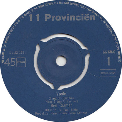 Ben Cramer - Vrede 35796 Vinyl Singles Vinyl Zeer Goed / Hoesje Goed "VINYLSINGLES.NL"