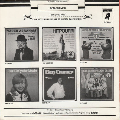 Ben Cramer - Jij Hield Niet Van Mij 32615 Vinyl Singles Vinyl Zeer Goed / Hoesje Goed "VINYLSINGLES.NL"