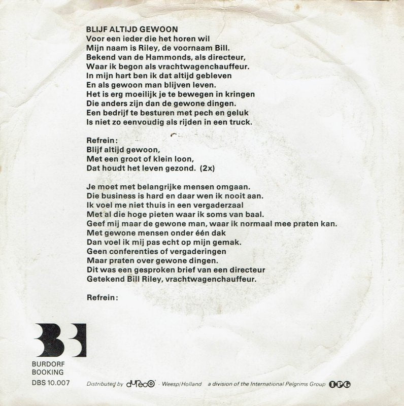 Bill Riley - Blijf Altijd Gewoon 16516