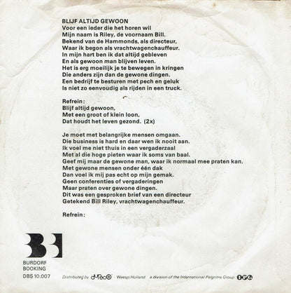 Bill Riley - Blijf Altijd Gewoon 16516