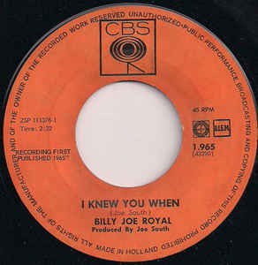 Billy Joe Royal - I Knew You When 12140