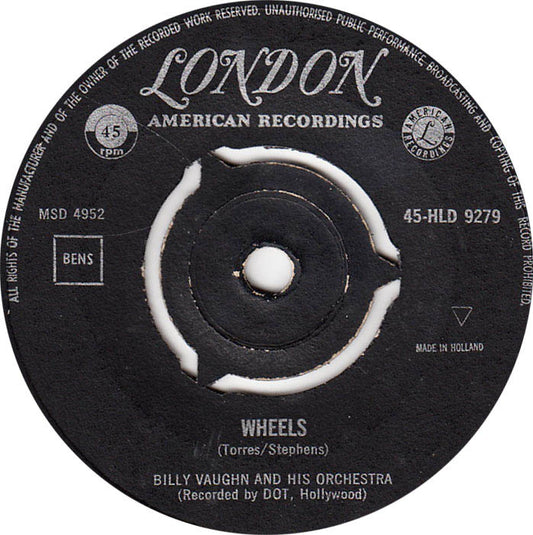 Billy Vaughn And His Orchestra - Wheels 18100 Vinyl Singles Vinyl Zeer Goed / Hoesje Generic "VINYLSINGLES.NL"