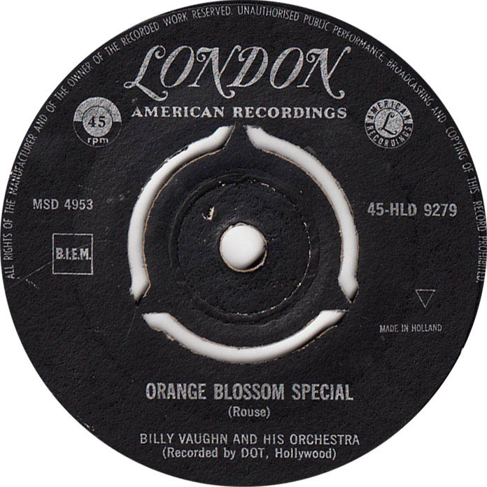 Billy Vaughn And His Orchestra - Wheels 18100 Vinyl Singles Vinyl Zeer Goed / Hoesje Generic "VINYLSINGLES.NL"