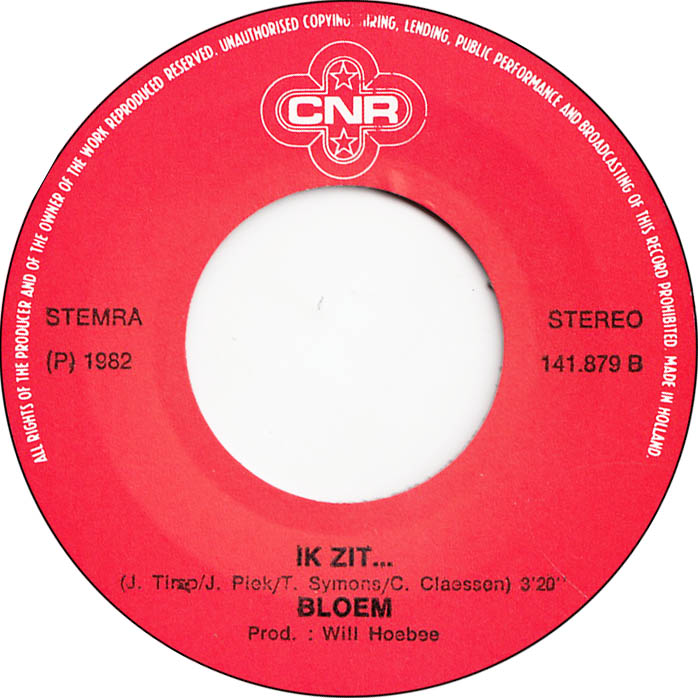 Bloem - Ik Wil Alleen Bij Jou Zijn 14354 Vinyl Singles Vinyl Zeer Goed / Hoesje Goed "VINYLSINGLES.NL"