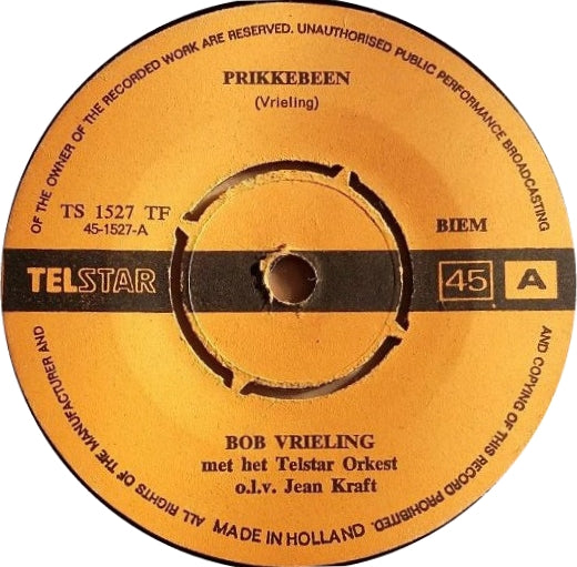 Bob Vrieling - Prikkebeen Vinyl Singles Vinyl Zeer Goed / Hoesje Generic "VINYLSINGLES.NL"