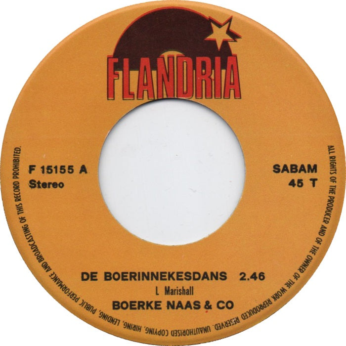 Boerke Naas & Co, Het Vlaamse Wonderorgel - De Boerinnekes-Dans 29102 Vinyl Singles Vinyl Zeer Goed / Hoesje Goed "VINYLSINGLES.NL"