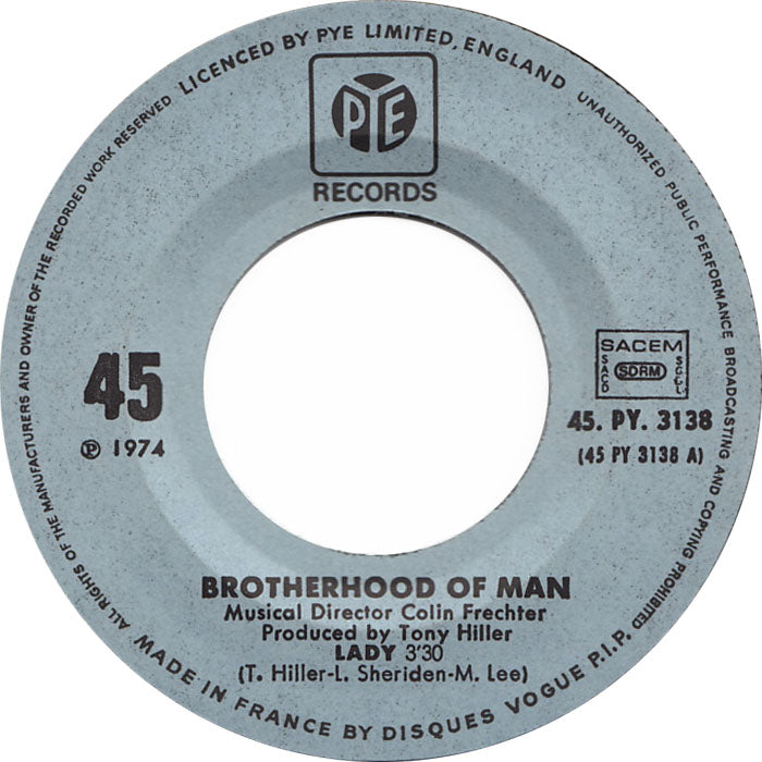 Brotherhood Of Man - Lady Vinyl Singles Vinyl Zeer Goed / Hoesje Generic "VINYLSINGLES.NL"
