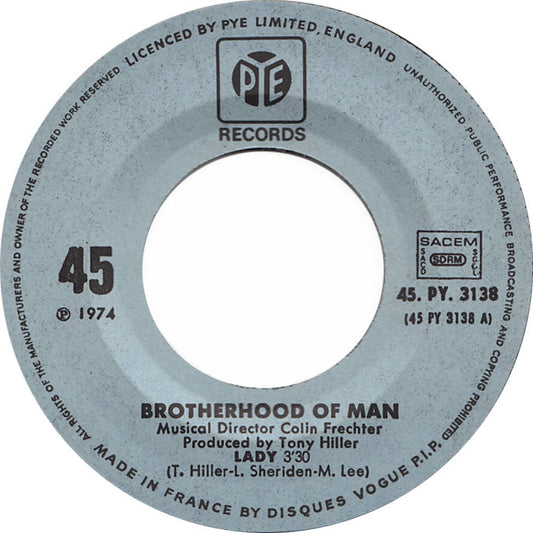 Brotherhood Of Man - Lady Vinyl Singles Vinyl Zeer Goed / Hoesje Generic "VINYLSINGLES.NL"