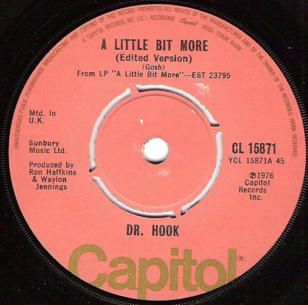 Dr. Hook - A Little Bit More 22855 Vinyl Singles Vinyl Zeer Goed / Hoesje Generic "VINYLSINGLES.NL"
