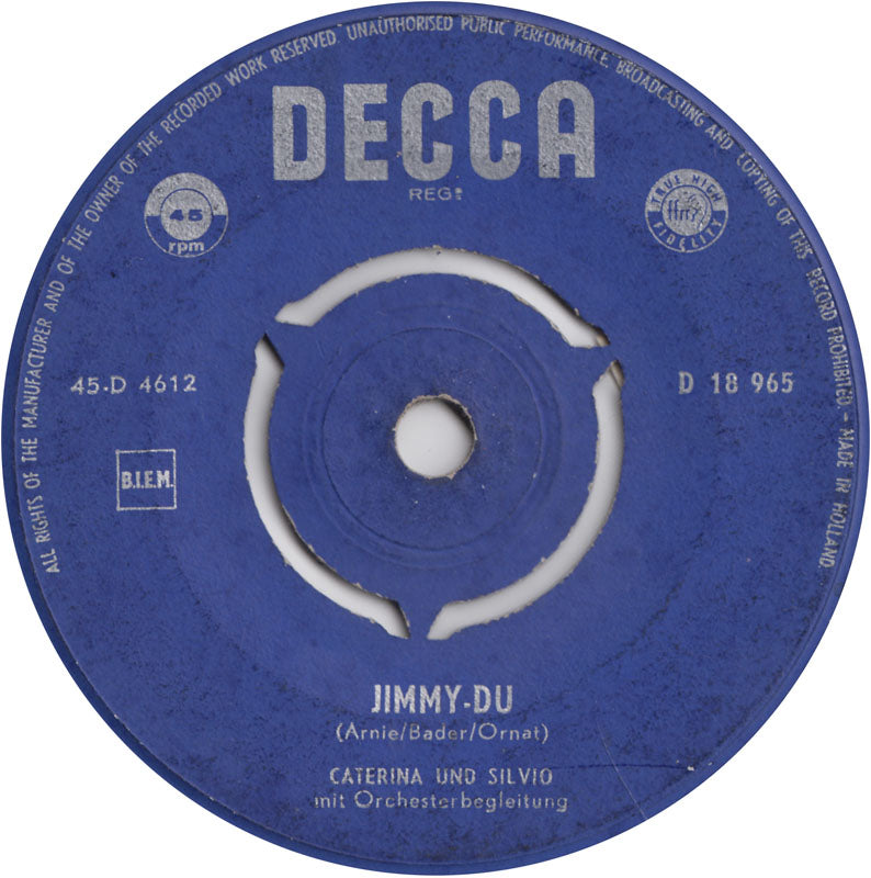 Caterina Und Silvio - Jimmy-Du 41018 Vinyl Singles Vinyl Zeer Goed / Hoesje Generic "VINYLSINGLES.NL"