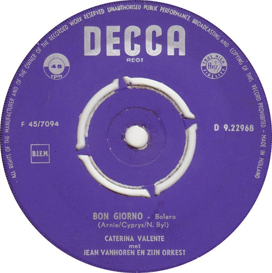 Caterina Valente - Bon Giorno 42385 Vinyl Singles Vinyl Goed / Hoes Generic