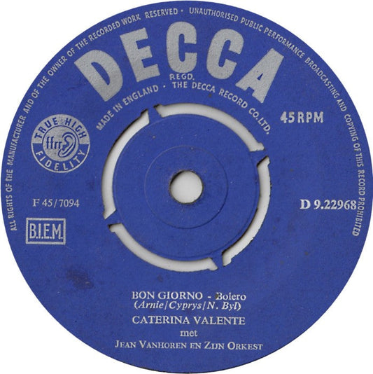 Caterina Valente - Bon Giorno 42224 Vinyl Singles Toevoegen Vinyl Goed / Hoes Generic