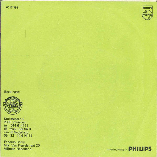 Corry - Adios Amor 37595 Vinyl Singles Vinyl Zeer Goed / Hoesje Goed "VINYLSINGLES.NL"