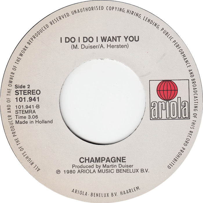 Champagne - Sjooh Sjooh Sugar 36875 Vinyl Singles Vinyl Zeer Goed / Hoesje Goed "VINYLSINGLES.NL"