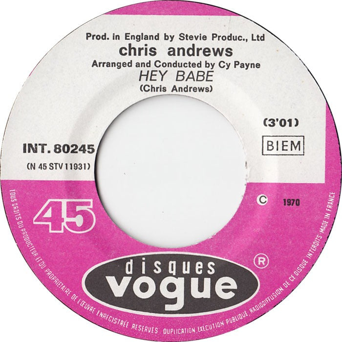 Chris Andrews - Yo Yo 09660 Vinyl Singles Vinyl Goed / Hoes Generic