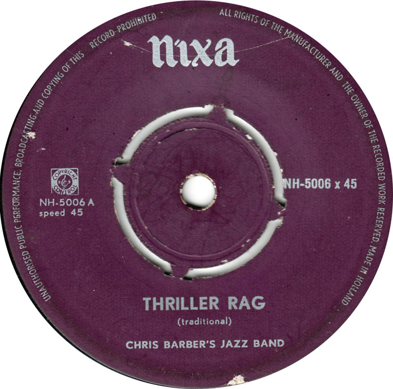 Chris Barber's Jazz Band - Thriller Bag Vinyl Singles Vinyl Zeer Goed / Hoesje Generic "VINYLSINGLES.NL"