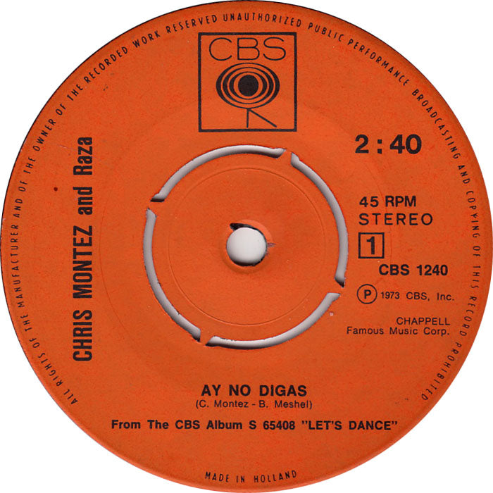 Chris Montez - Ay No Digas Vinyl Singles Vinyl Zeer Goed / Hoesje Generic "VINYLSINGLES.NL"