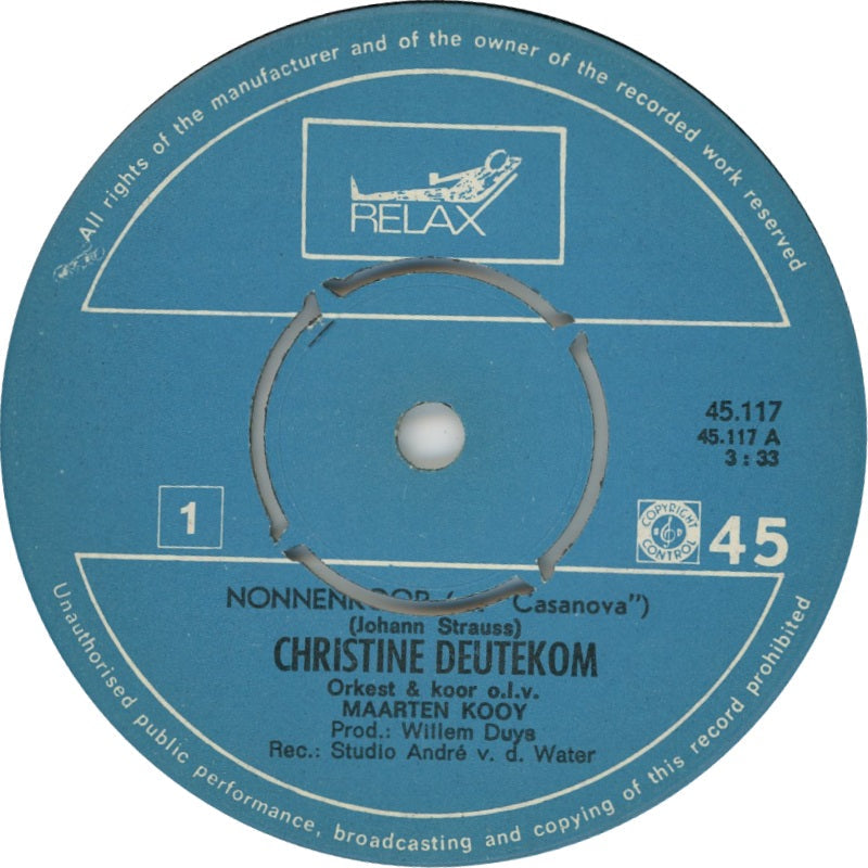 Christine Deutekom - Nonnenkoor 39835 Vinyl Singles Vinyl Goed / Hoes Goed