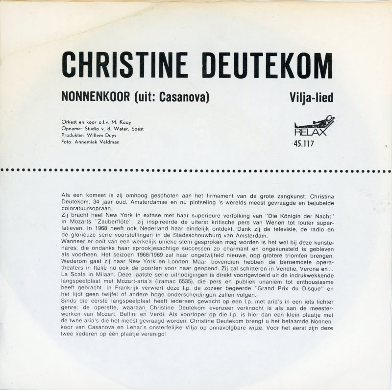 Christine Deutekom - Nonnenkoor 39835 Vinyl Singles Vinyl Goed / Hoes Goed