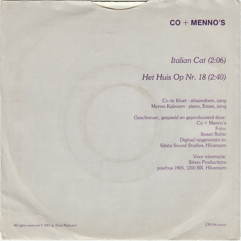 Co + Menno's - Italian Cat 04669 Vinyl Singles Vinyl Goed / Hoes Goed