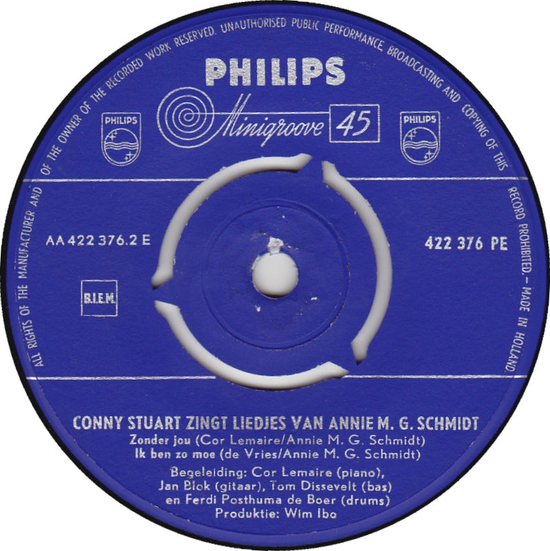 Conny Stuart - Conny Stuart Zingt Liedjes Van Annie M. G. Schmidt 32154 Vinyl Singles EP Vinyl Zeer Goed / Hoesje Goed "VINYLSINGLES.NL"