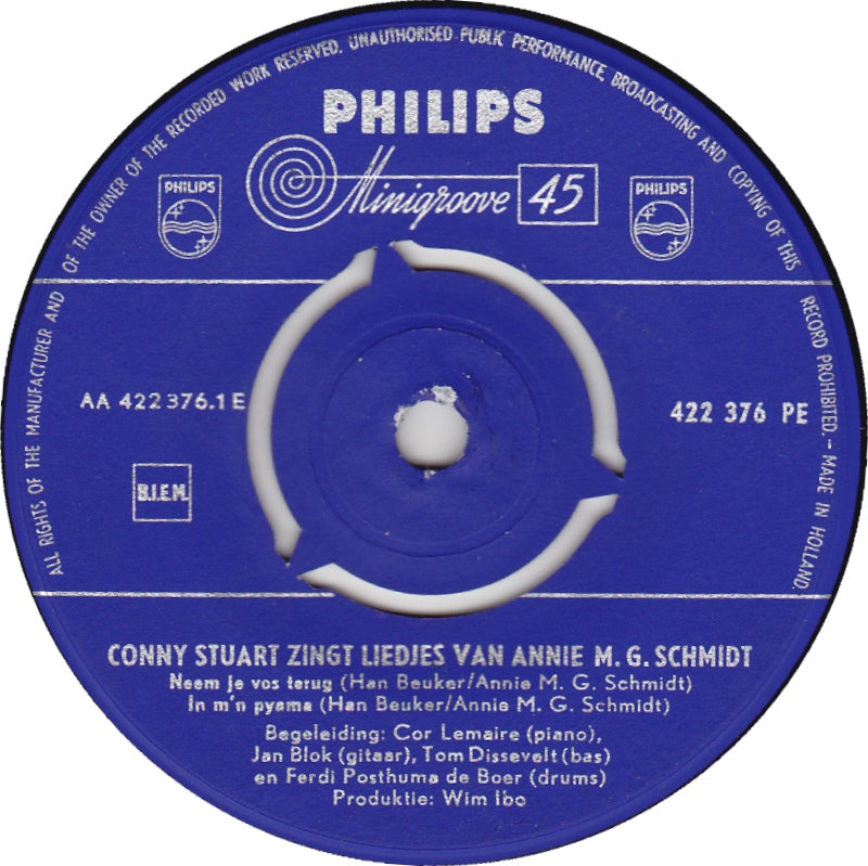 Conny Stuart - Conny Stuart Zingt Liedjes Van Annie M. G. Schmidt 32154 Vinyl Singles EP Vinyl Zeer Goed / Hoesje Goed "VINYLSINGLES.NL"