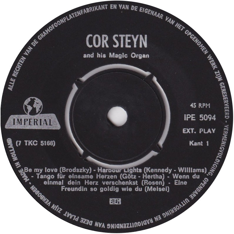 Cor Steyn - Cor Steyn And His Magic Organ 1 10056 Vinyl Singles EP Vinyl Goed / Hoes Goed